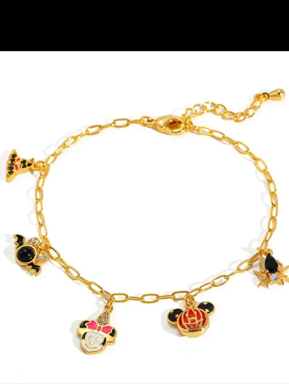 14kβGold Plated Disney Halloween Minnie Charm Bracelet